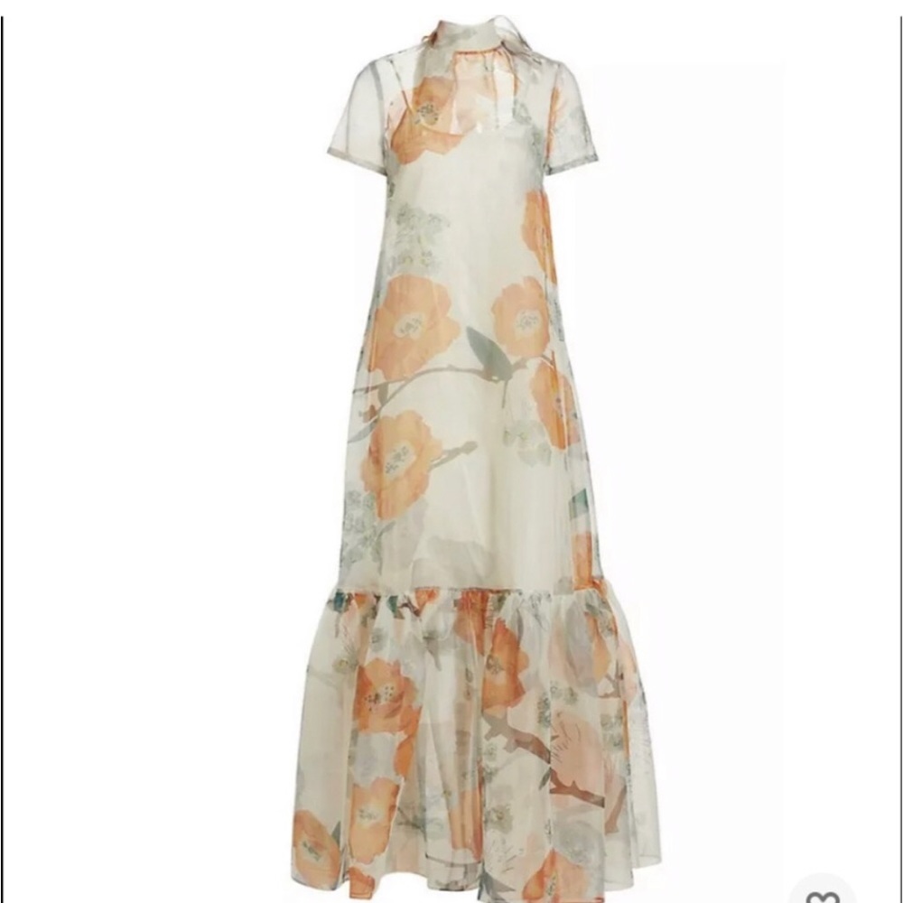 Staud callaluna floral print dress Green And Orange Size Xs.